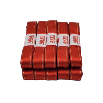 Saten Kurdele 2 cm Kenarı Simli Kırmızı 10x10 m