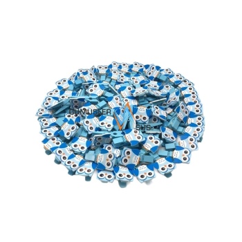 Ahşap Mini Mandal Baykuşlu Mavi 3.5 cm 100lü GMS-3018