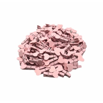 Ahşap Mini Mandal Kalpli Pembe 3.5 cm 100lü GMS-3013