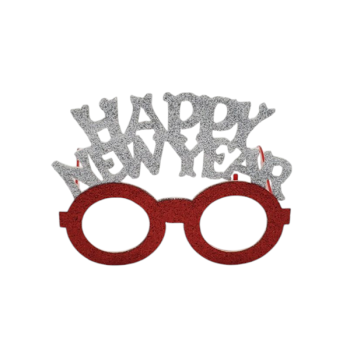 Happy New Year Yılbaşı Gözlüğü Gümüş Yazılı GMS-3515B