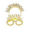 Happy Birthday Taç Gözlük Set Simli Altın GMS-3514A
