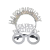 Happy Birthday Taç Gözlük Set Simli Gümüş GMS-3514B