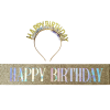 Happy Birthday  Kuşaklı Evalı Simli Taç Set Altın GMS-3528A