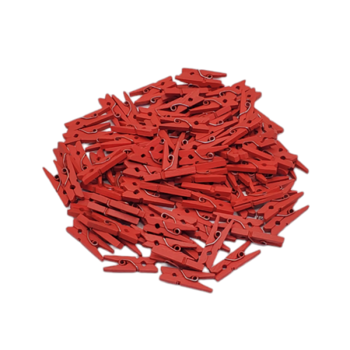 Ahşap Mini Mandal Kırmızı 2.5 cm 100lü GMS-3642