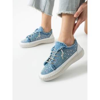 Vollex Kot Malzeme Damla Taşlı Kadın Şık Sneakers