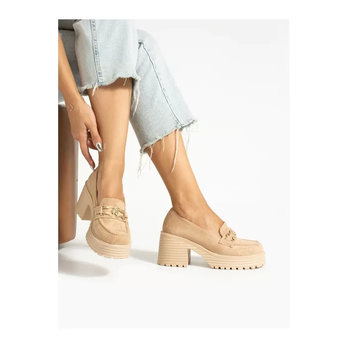 Hco Topuklu Süet Tokalı Kadın Loafer