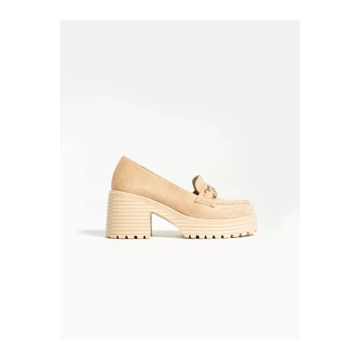 Hco Topuklu Süet Tokalı Kadın Loafer