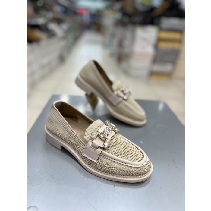 Hco Triko Model Taşlı Şık Kadın Loafer Ayakkabı