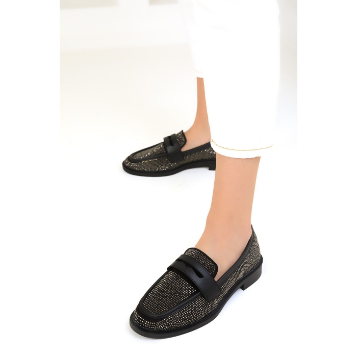 Hco Taşlı Şık Kadın Loafer Ayakkabı