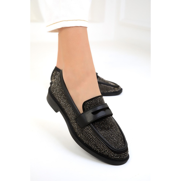 Hco Taşlı Şık Kadın Loafer Ayakkabı