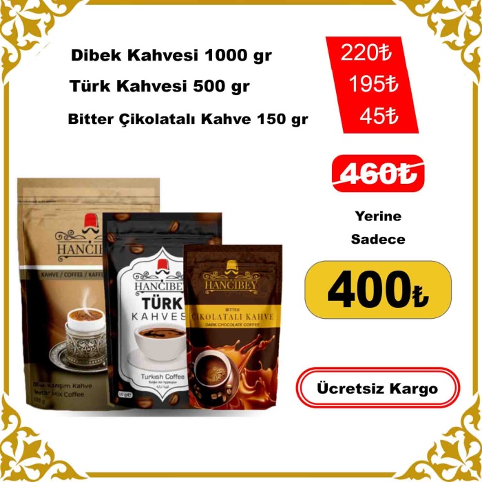 Dibek Türk Kahvesi Seti (Bitter Çikolatalı Kahve Hediyeli)
