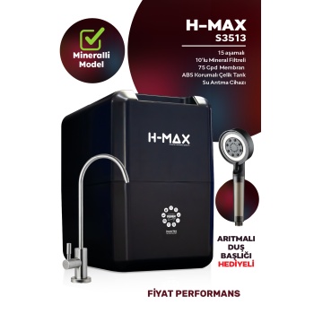 8 Litre 15 Aşama Mineralli 75 GPD Su Arıtma Cihazı (HEDİYELİ) HMAXS3513
