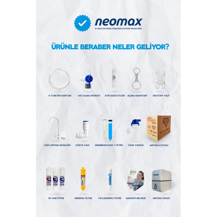 Neomax 11 Aşama Standart Membranlı 9 Litre Çelik Tanklı Mineralli Su Arıtma Cihazı - 0001