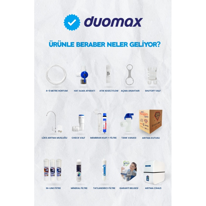 Duomax 13 Aşama LG Noaka Membranlı 9 Litre Çelik Tanklı Mineralli Su Arıtma Cihazı - 0008