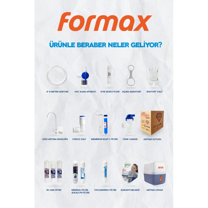 Formax 14 Aşama Pompalı Süper Membranlı 9 Litre Çelik Tanklı Mineral - Alkali Su Arıtma Cihazı - 0010