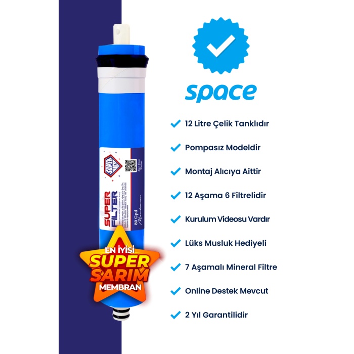 Space 12 Aşama Süper Membranlı 12 Litre Çelik Tanklı Mineralli Su Arıtma Cihazı - 0016