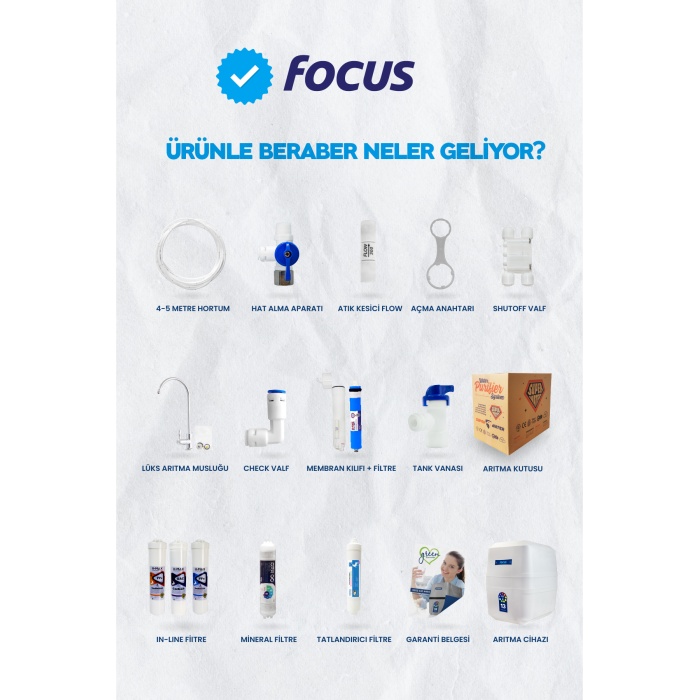 Focus 13 Aşama Süper Membranlı 12 Litre Çelik Tanklı Mineralli Su Arıtma Cihazı - 0019
