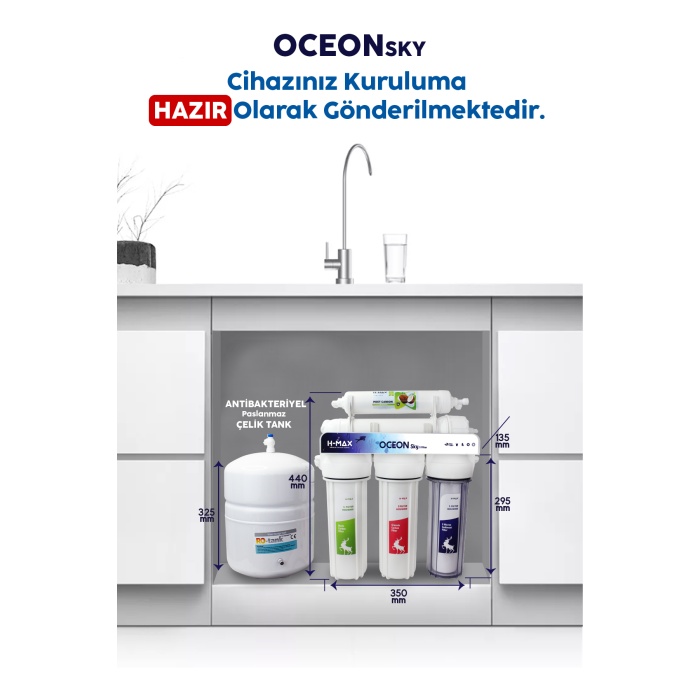 Oceon 5 Filtreli LG Noaka Membran 9L Çelik Tank Su Arıtma Cihazı-22