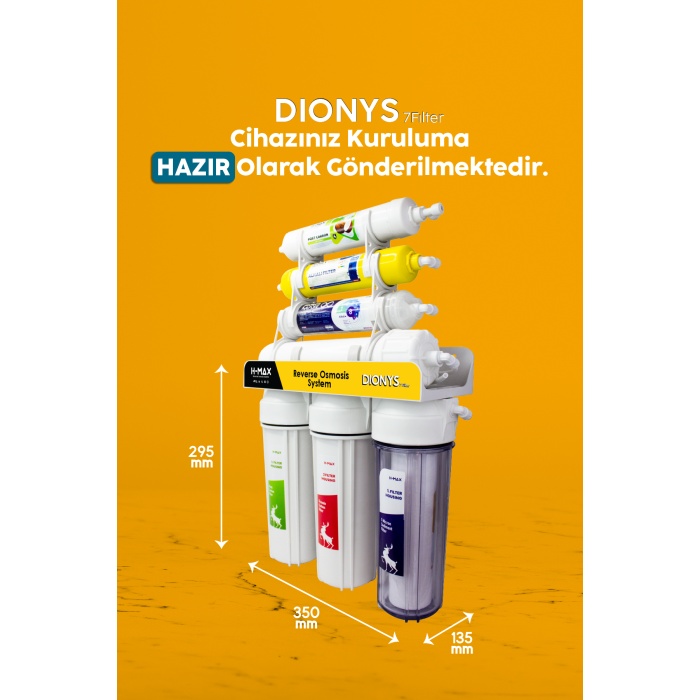 Dionys 7 Filtreli Standart Membranlı 9 Litre Çelik Tanklı Açık Kasa Su Arıtma Cihazı - 0027