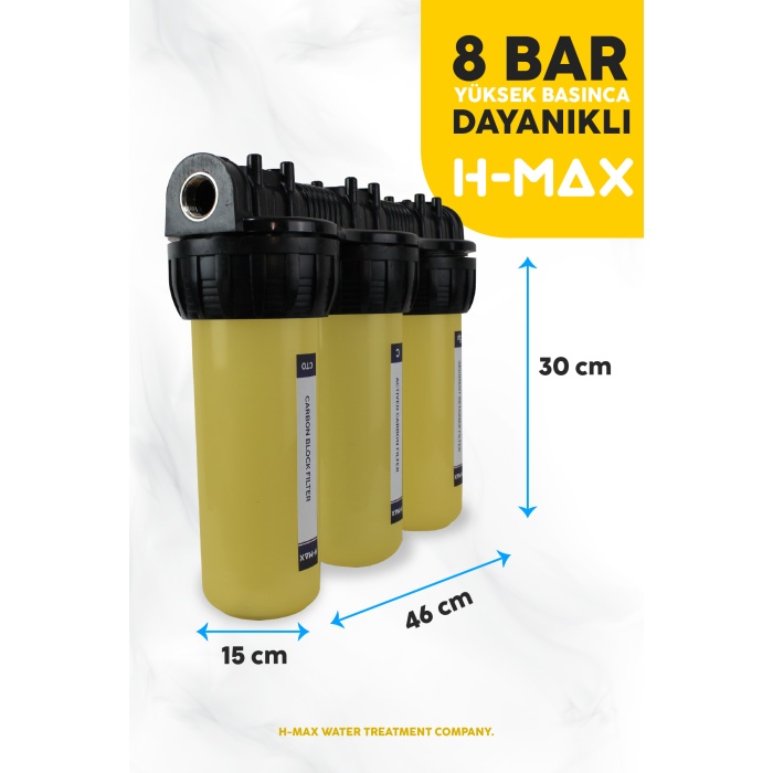Craper Tortu ve Klor Önleyici 10 inç 3lü Daire Girişi Arıtma Cihazı - 0031