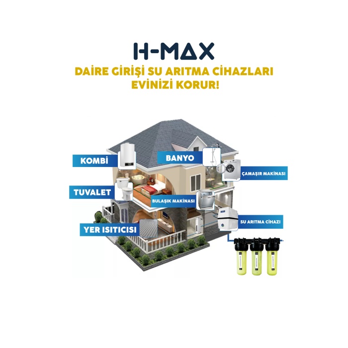 Proper Tortu, Klor ve Kireç Önleyici 10 inç 3lü Daire Girişi Arıtma Cihazı - 0032