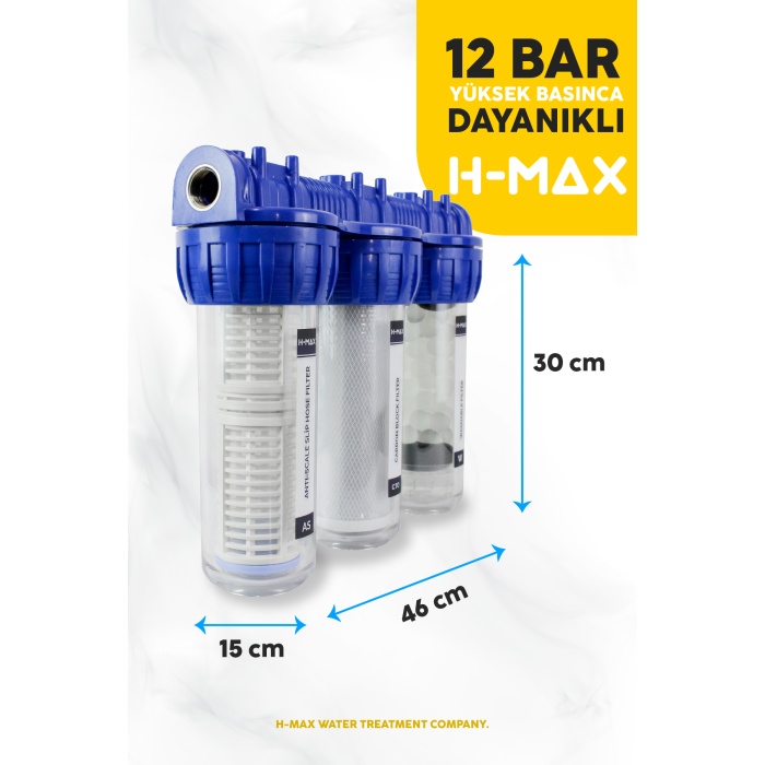 Proper Tortu, Klor ve Kireç Önleyici 10 inç 3lü Daire Girişi Arıtma Cihazı - 0032