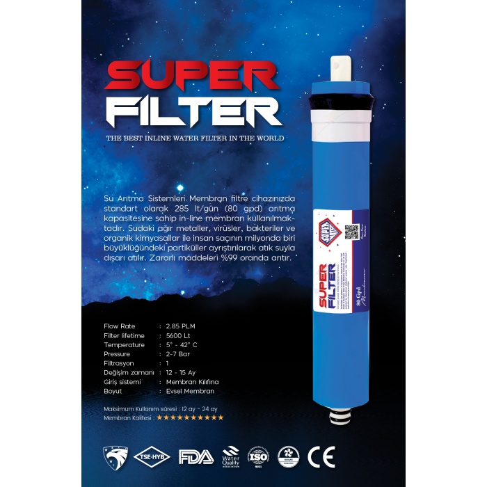 H-max Süper Membranlı Açık Kasa Su Arıtma 6lı Filtre Seti - 0040