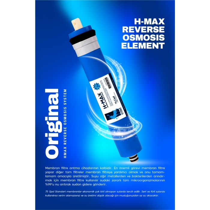 H-Max 75 Gpd Membranlı Kapalı Kasa Su Arıtma Cihazı 5li Filtre Seti - 0054