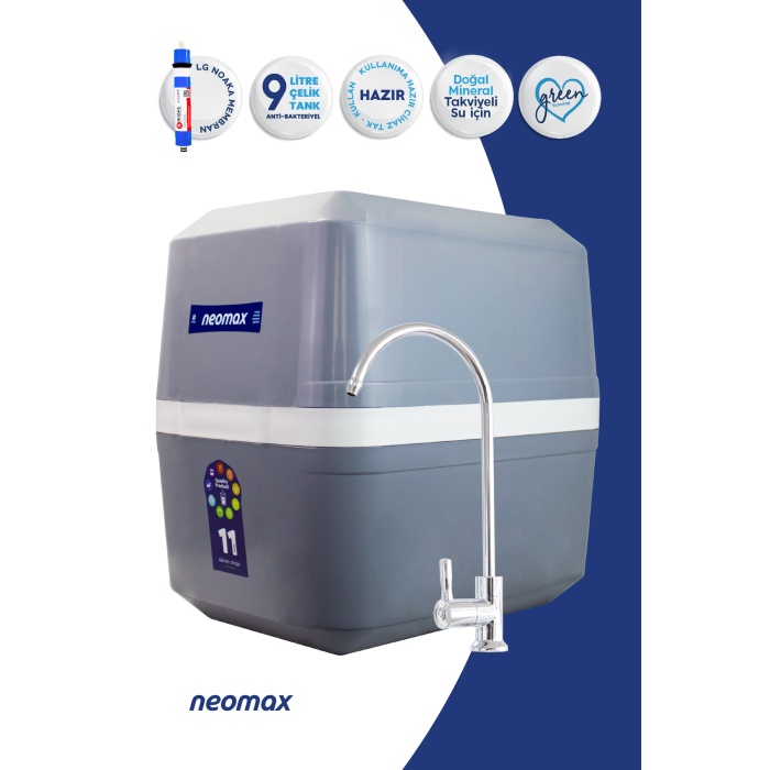 Neomax 11 Aşama LG Noaka Membranlı 9 Litre Çelik Tanklı Mineralli Su Arıtma Cihazı - 0002