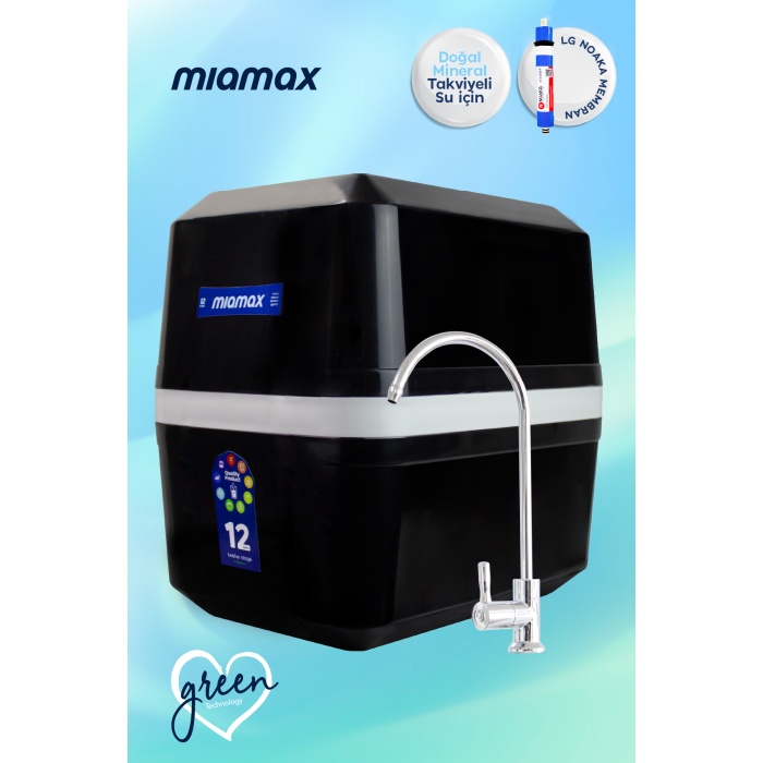 Miamax 12 Aşama LG Noaka Membranlı 9 Litre Çelik Tanklı Mineralli Su Arıtma Cihazı - 0005