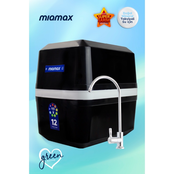Miamax 12 Aşama Süper Membranlı 9 Litre Çelik Tanklı Mineralli Su Arıtma Cihazı - 0006