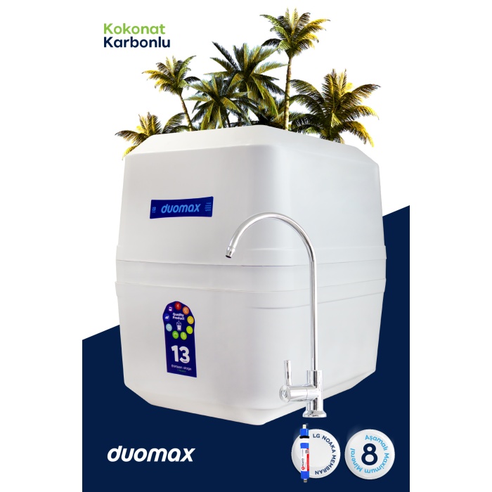 Duomax 13 Aşama LG Noaka Membranlı 9 Litre Çelik Tanklı Mineralli Su Arıtma Cihazı - 0008