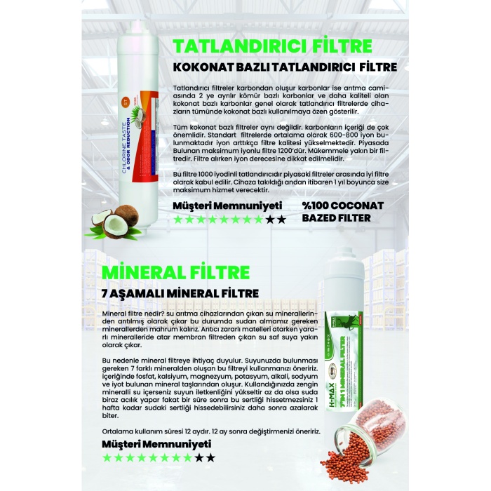 Taiwan Type 6lı Filtre Seti 75 Gpd Membranlı Kapalı Kasa Su Arıtma Cihazları Uyumlu - 0085