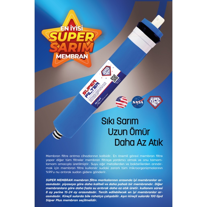 Taiwan Type 6lı Filtre Seti Süper Membranlı Kapalı Kasa Su Arıtma Cihazları Uyumlu - 0087