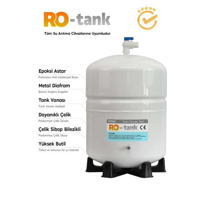 8 Litre Metal Anti-bakteriyel 2.8 Galon Su Arıtma Cihazı Tankı - 0094