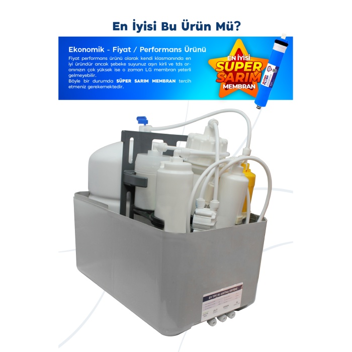 75 GPD Membranlı NEOMAX 6 Filtreli  8 Lt Çelik Tanklı Mineralli Su Arıtma Cihazı -0171
