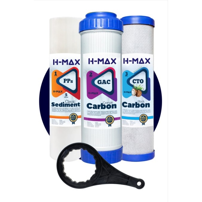 H-max İnline Açık Kasa çift karbonlu Su Arıtma 3lü Filtre Seti - 0033