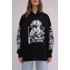 Anime Jujutsu Kaisen Siyah Kapüşonlu Sweatshirt