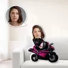 Kişiye Özel Motorcu Kadın Tasarımlı Şekilli Yastık