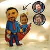 Kişiye Özel Süper Baba Ve Çoçuk Tasarımlı Şekilli Yastık