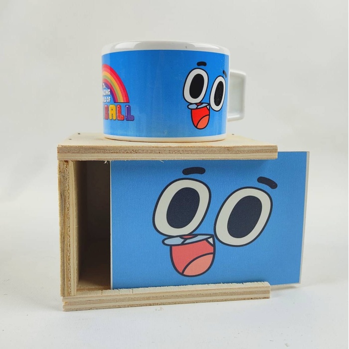 Gumball Tasarımlı Ahşap Kutulu Kupa