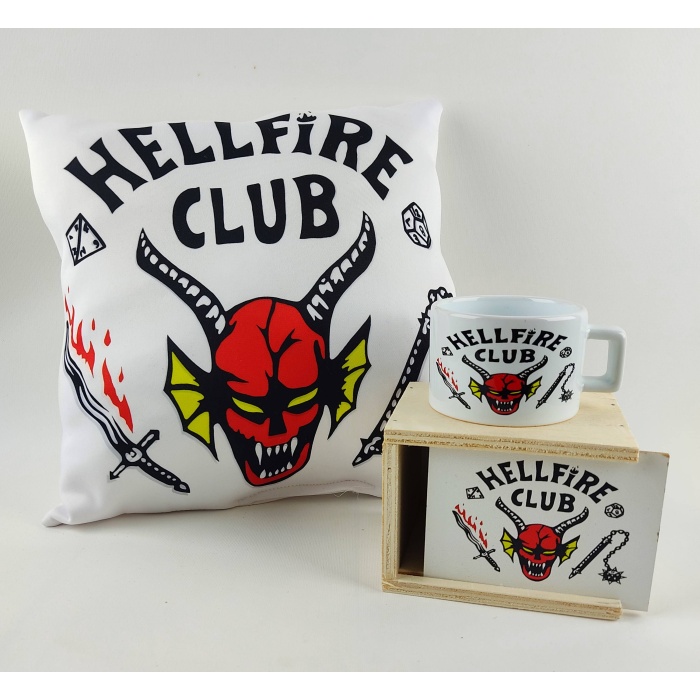 Stranger Things HellFire Club Tasarımlı Yastık Ve Kupa 2 li Set