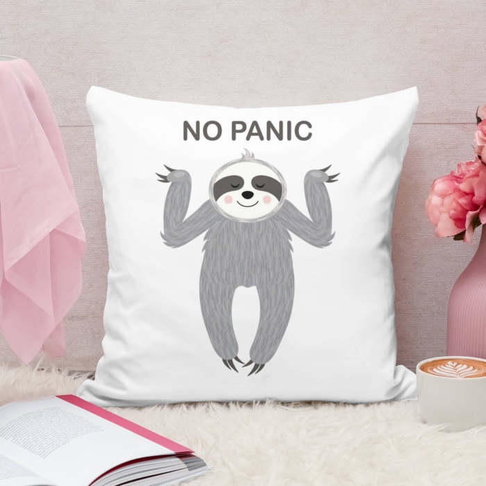 No Panic Relax Tasarımlı Baskılı Dekoratif Yastık Hediye