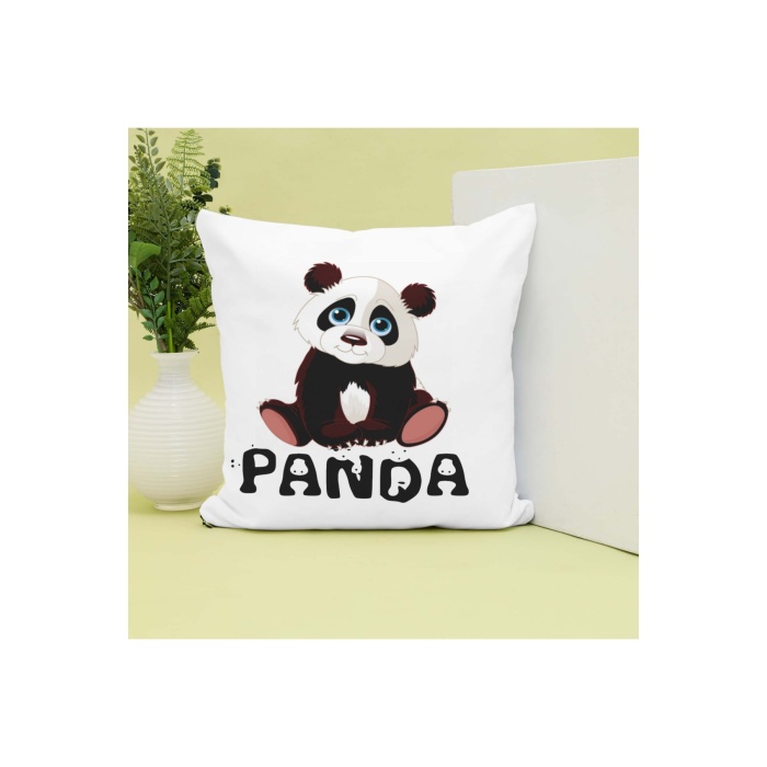 Panda Tasarımlı Baskılı Dekoratif Yastık Hediye