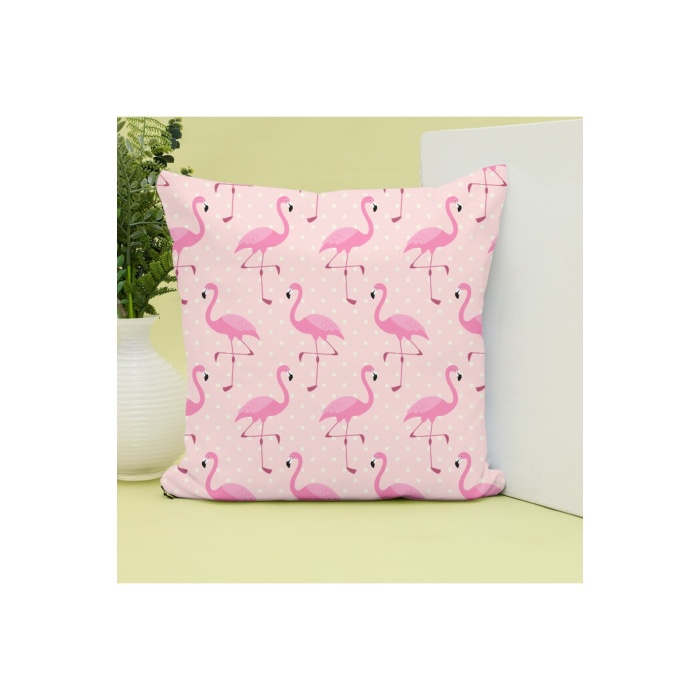 Flamingo Tasarımlı Baskılı Dekoratif Yastık Hediye