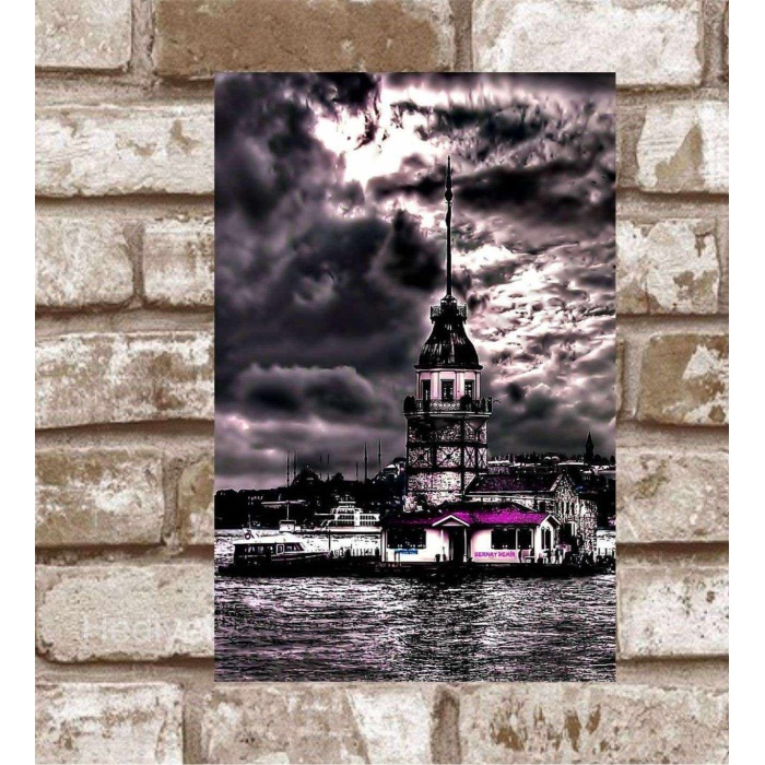 Kişiye Özel Metal Kız Kulesi Retro Poster (29x19)