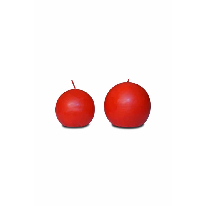 2li Büyük ve Küçük Top Mum - Kırmızı