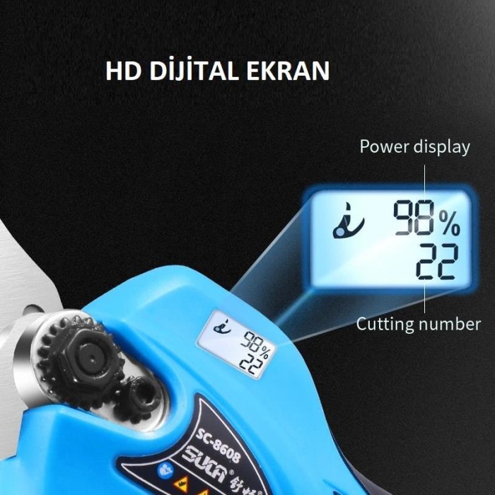 Suca SC 8608A LED Ekranlı Akülü Budama Makası 38 mm