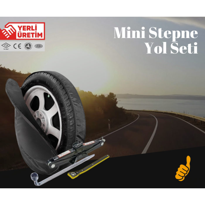 Mini Stepne Yol Seti (stepne +kriko+kılıf+bijon anahtarı)