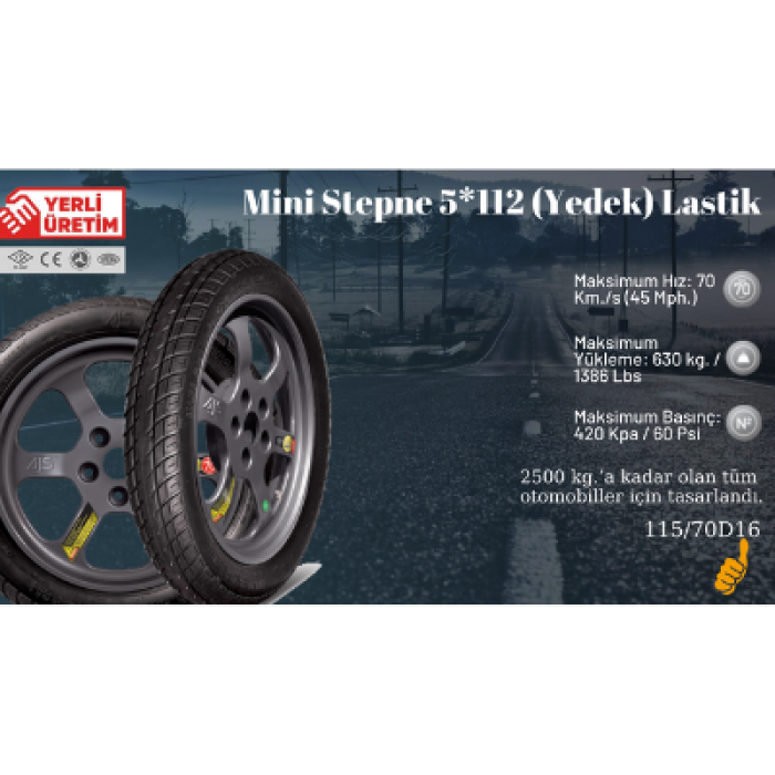 Mini Stepne 5*112 (Yedek) Lastik Ücretsiz Kargo 2021 ÜRETİM